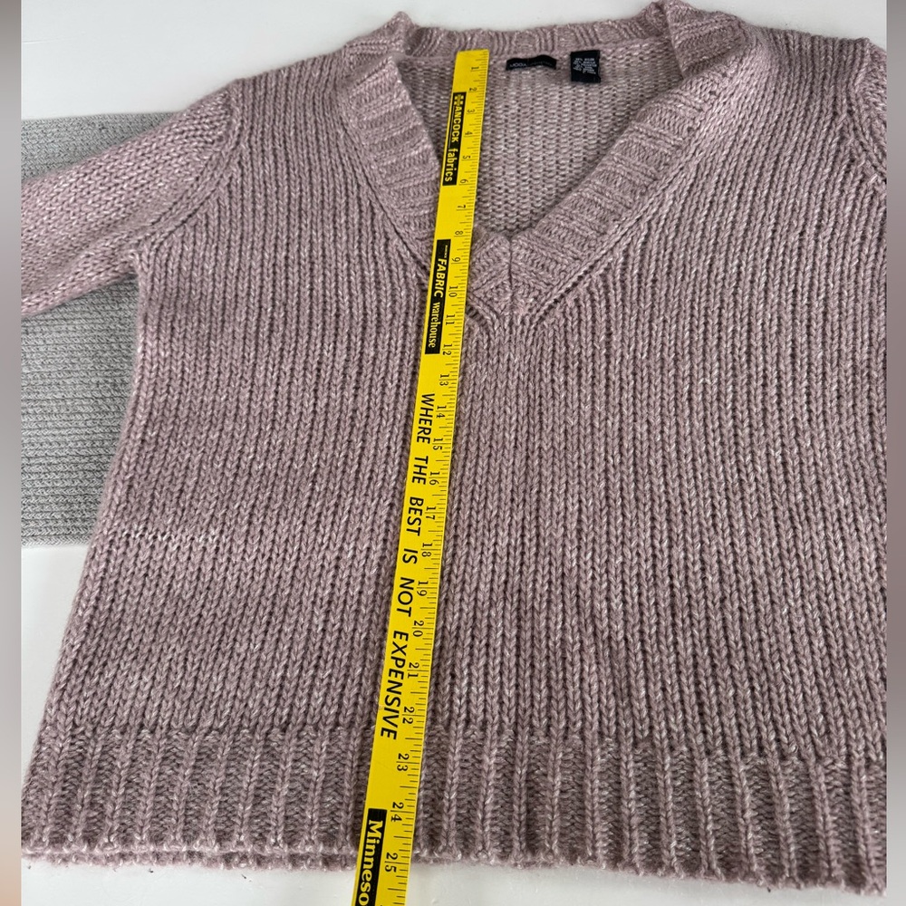 Moda International Mauve Purple Pink Oversized V neck Tunic Sweater Size Large - Picture 6 of 7
